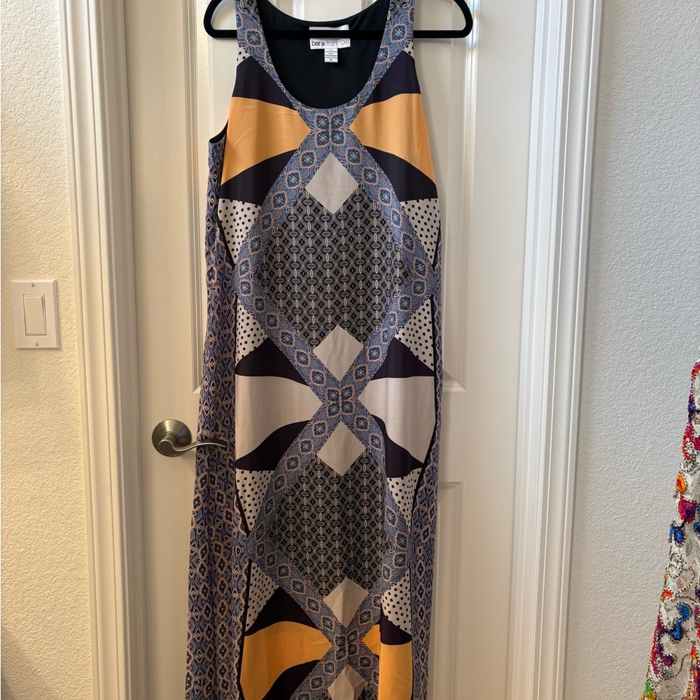 Bar III Navy and Gold Geometric Maxi Dress 1004